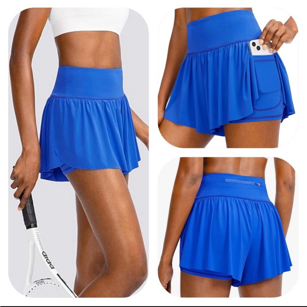 NWT Soothfeel S blue flowy athletic shorts